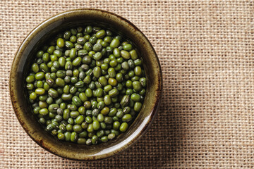 Mung bean In a green color cup.