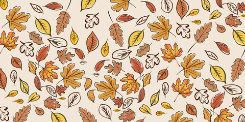 vector autumn leaf pattern in warm autumn shades
