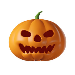 3D realistic halloween angry pumpkin isolated on transparent background.