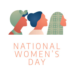 national women's day design template for greeting. women's head design. flat women illustration. flat design. greeting design.