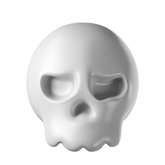 3d skull halloween isolated on transparent background. realistic white skull
