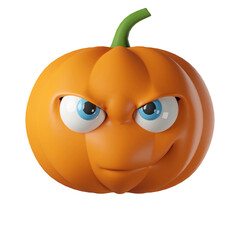 3D realistic halloween cute pumpkin isolated on transparent background. halloween pumpkin emoji