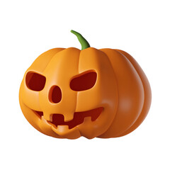 3D realistic halloween angry pumpkin isolated on transparent background.