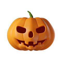 3D realistic halloween angry pumpkin isolated on transparent background.