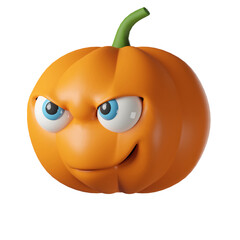 3D realistic halloween cute pumpkin isolated on transparent background. halloween pumpkin emoji