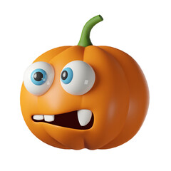 3D realistic halloween cute pumpkin isolated on transparent background. halloween pumpkin emoji