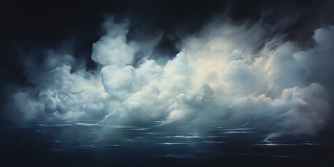 Obraz premium AI Generated. AI Generative. Outdoor nature navy nautical marine landscape with waves water sea ocean and sky clouds. Decoration background art graphic view