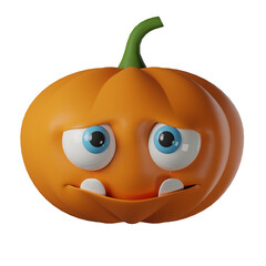 3D realistic halloween cute pumpkin isolated on transparent background. halloween pumpkin emoji