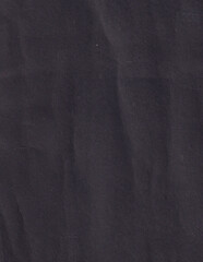Crumpled black paper texture background. Rough dark backdrop template.