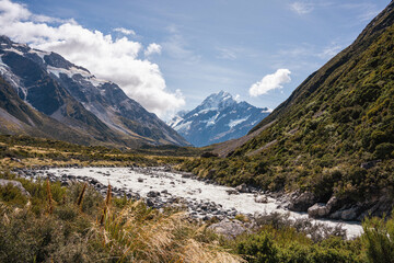 Beautiful landscape view of Aoraki Mt.cook, National Park from Hooker Valley Track, south island, New Zealand