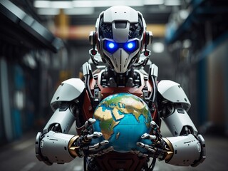 Fototapeta premium Robot controls the world