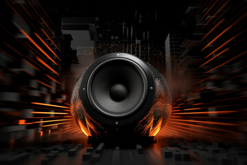 abstract music background with speakers - obrazy, fototapety, plakaty