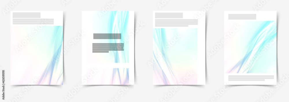 Wall mural vivid color abstract bright folder templates collection with swoosh soft lines. vector illustration