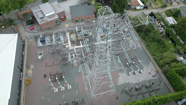 High Voltage Electrical Substation Aerial View