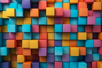 Fototapeta na wymiar Background from colorful square cubes, generative ai.