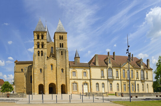 A masterpiece of Romanesque art, the Basilica of the Sacred Heart of Paray-le-Monial is a scale model of the famous Cluny Abbey, Burgundy, France