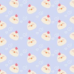 Seamless pattern with cute chickens. Vector graphics.