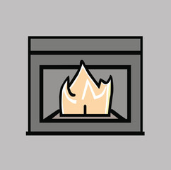 Cosy Cartoon Fireplace with Warm Crackling Fire
