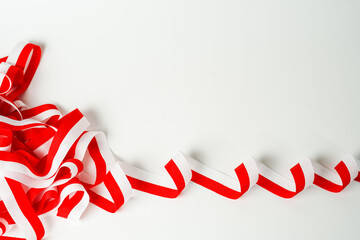 ribbon, red and white flag of Indonesia independence day August 17th, i love indonesia, isolated on...