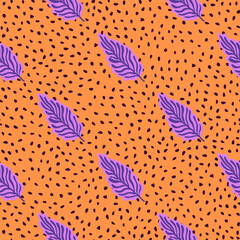 Abstract autumn leaves seamless pattern. Simple botanical leaf background.