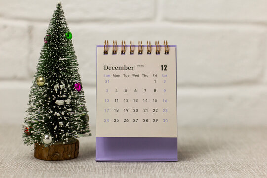 Desktop calendar for December 2023 .Calendar for planning every day.
