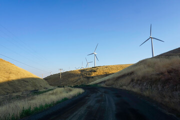 Wind turbines in Eastern Washington Tri-Cities region of the Columbia Basin