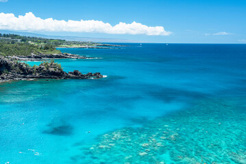 North shore and blue water of Maui island