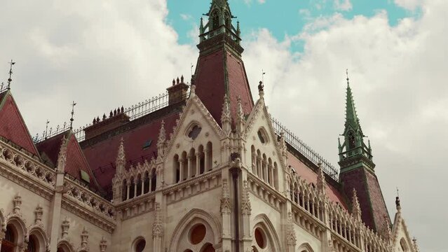Hungarian Parliament Building in neo-Gothic style. Parliament of Budapest is situated on Kossuth Square in the Pest side of the city, on the eastern bank of the Danube. Budapest, Hungary.