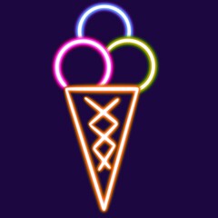 neon ice cream glowing desktop icon, ice cream neon sticker, neon figure, glowing figure, neon geometrical figures 