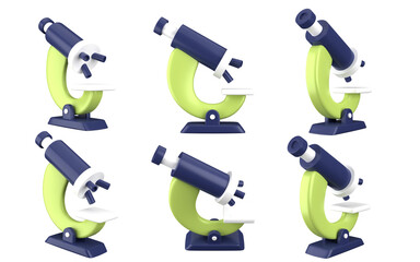 3d rendering of microscope, fit for design assets of education and science, back to school concept, office, etc. 3d icons set with isolated white background