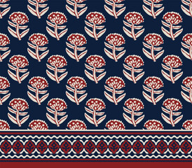 BLOCK FLORAL WITH BORDER ALL OVER PRINT SEAMLESS PATTERN VECTOR ILLUSTRATION