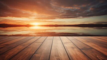 Sunset background landscape, empty board. Generative AI.