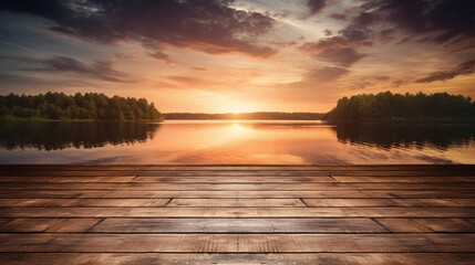 Sunset background landscape, empty board. Generative AI.