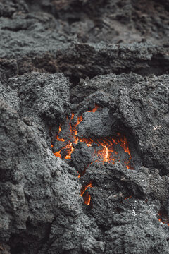 Lava fields in Iceland, a heart made of lava. 