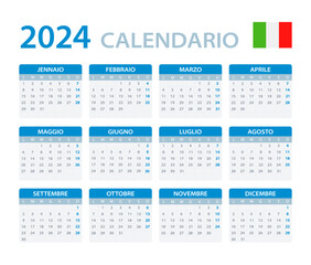 2024 Calendar - vector template graphic illustration - Italian version