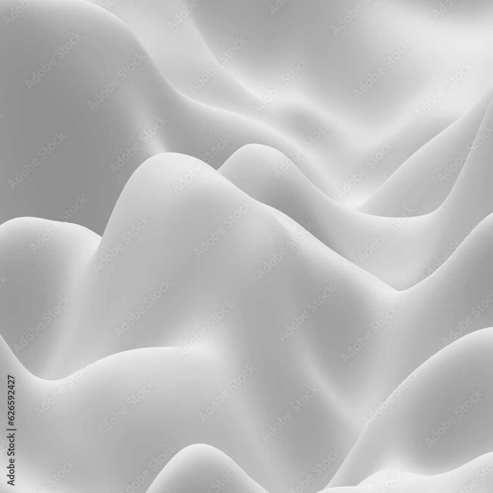 Poster abstract white background with curvy waves in 3d rendering