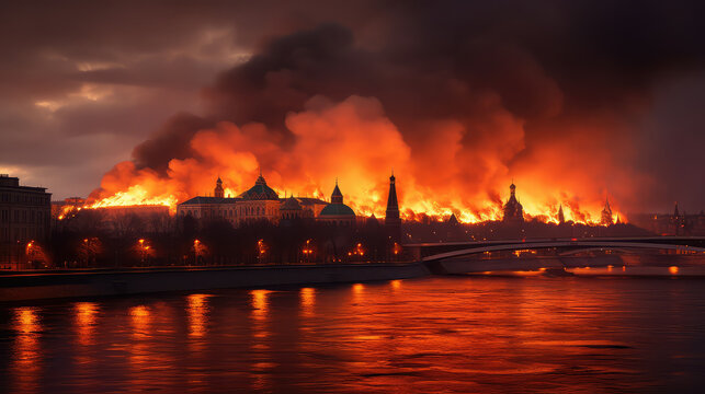 Moscow burning fire explosion