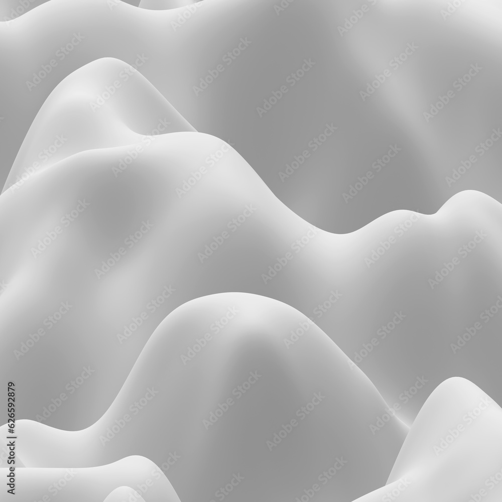 Poster abstract white background with curvy waves in 3d rendering