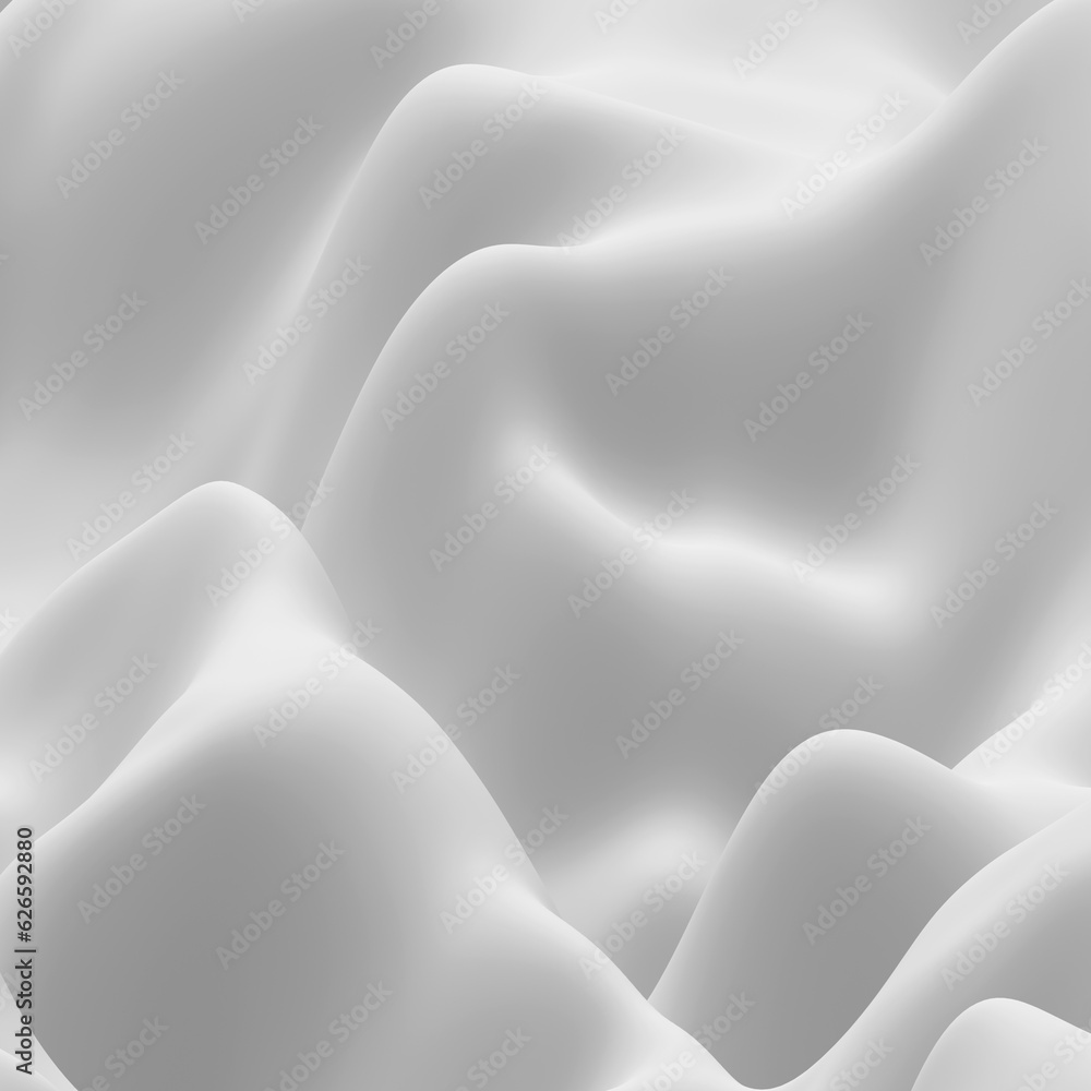 Poster abstract white background with curvy waves in 3d rendering