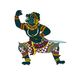 monkey character in Ramayana Story, Ramayana Thai, Lord Hanuman, Rama battle a giant of thai tradition style, Mahabharata art, Monkey Warriors in the Epic Ramayana, transparent background PNG