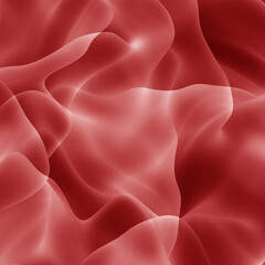 Abstract red background with smooth curvy lines in 3d rendering