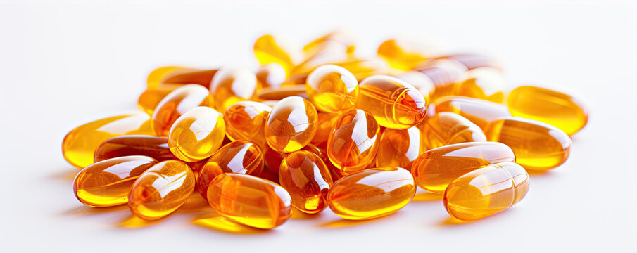 Fish oil capsules or omega 3 vitamin D, wide banner