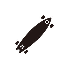 Longboard icon.Flat silhouette version.