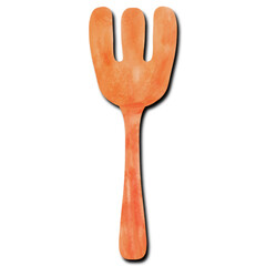 watercolor drawing of wooden spoon isolated on white background