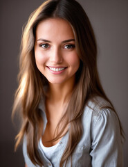 Naklejka premium Portrait beautiful smiling 20 years old woman