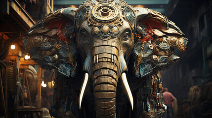 Big elephant in armor.