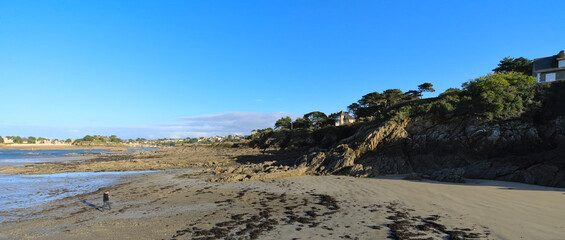 View of the bay of Lancieux during low tide a sunny winter afternoon (Brittany, France). 