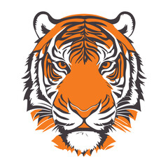 Tiger head with a vector illustration on white background