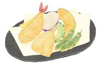 夏野菜とエビと魚の天ぷら盛り合わせ
