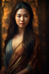 Fototapeta premium Portrait of asian female beauty girl beautiful photo shoot colorful dress
